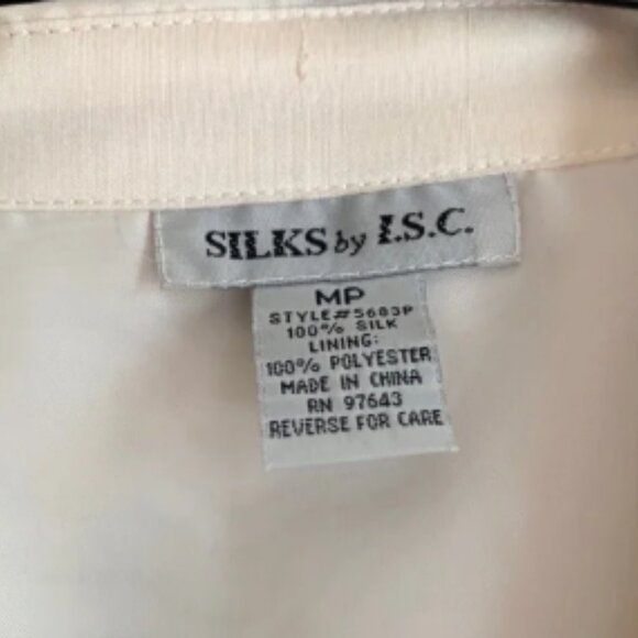 Silks By LSC White Blouse with Black Animal Print Size MP 100% Silk Women Shirt - Picture 3 of 4